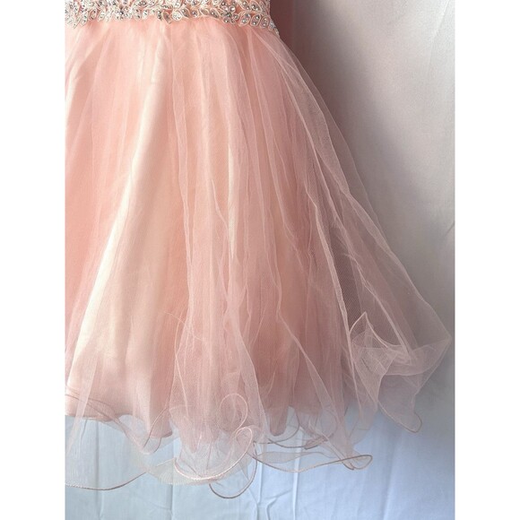 Fiesta Fashion Prom Small Peach Sequence‎ Knee High Sleeveless Flare Dress - Picture 9 of 9